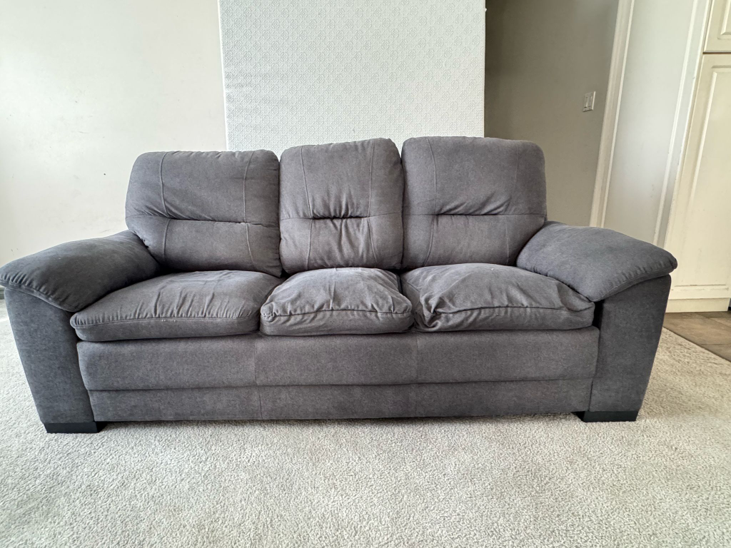 Grey Fabric Sofa Set - 2 Armchairs & Love Seat - photo 2