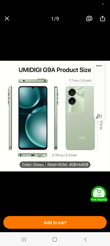 UMIDIGI G9A Smartphone - 64GB ROM, 4GB RAM - Green - photo 3