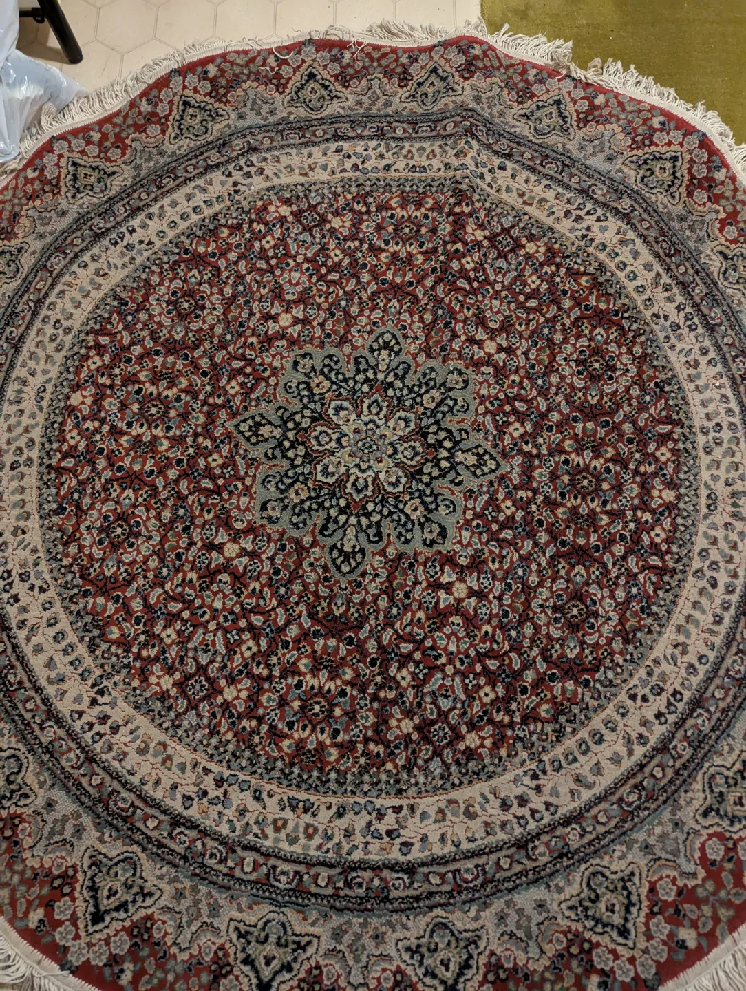 Round Red and Black Oriental Style Egyptian Rug thumbnail