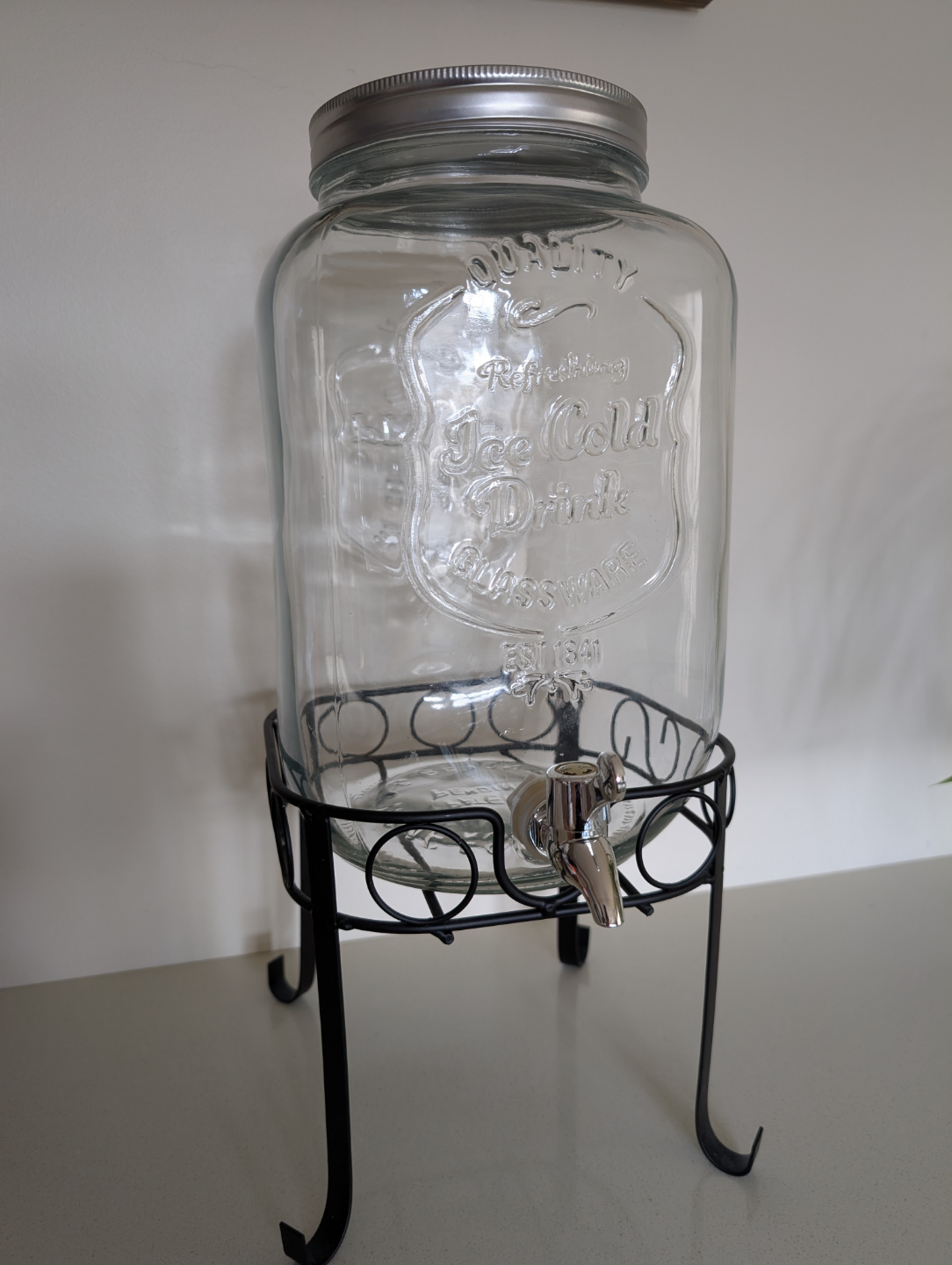 Vintage-Style Glass Beverage Dispenser with Stand