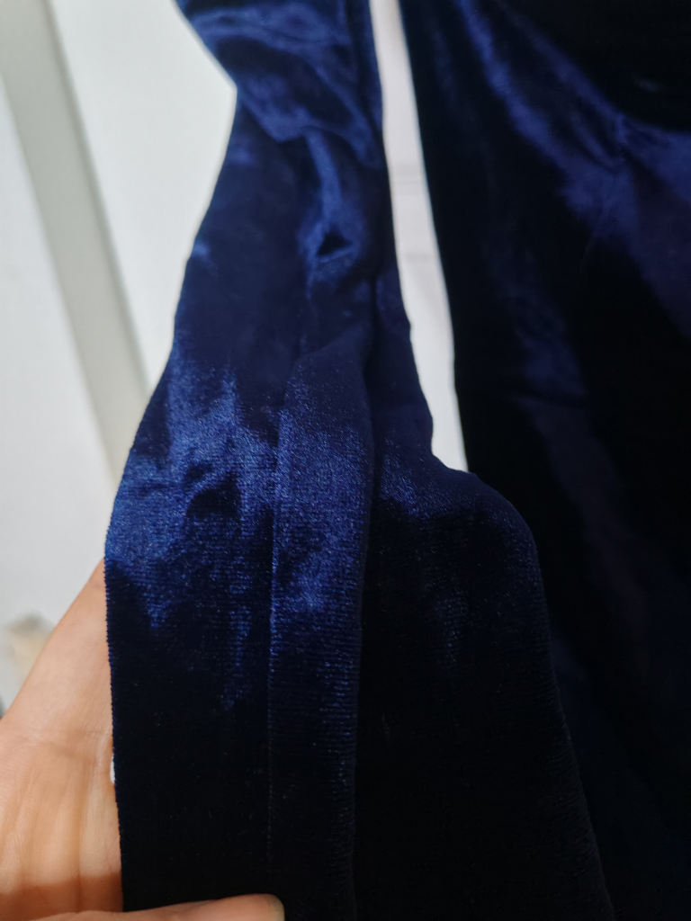 Navy Blue Velvet Maxi Prome Dress Dinner Dress - Size S - photo 3