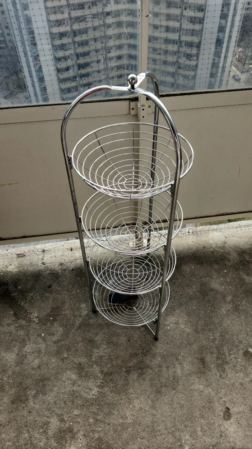 Three-Tier Chrome Wire Fruit Basket Stand image indicator(2)