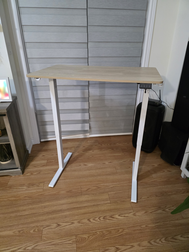 Adjustable Standing Desk - Light Wood Top, White Frame - photo 2