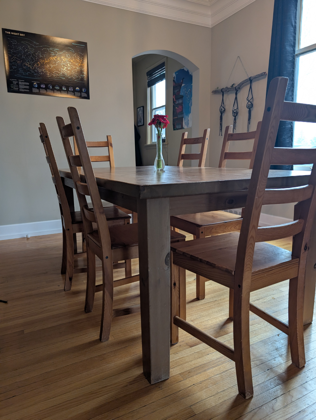 Solid Wood Dining Table and Six Chairs Set - photo 5
