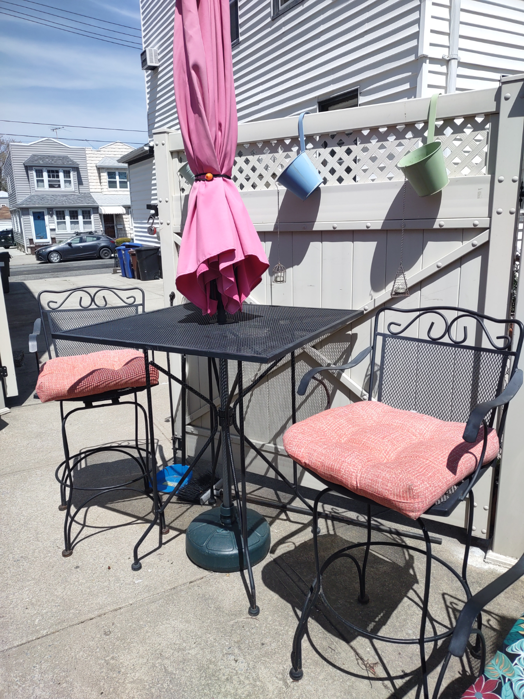 Metal Patio Bistro Set with Cushions