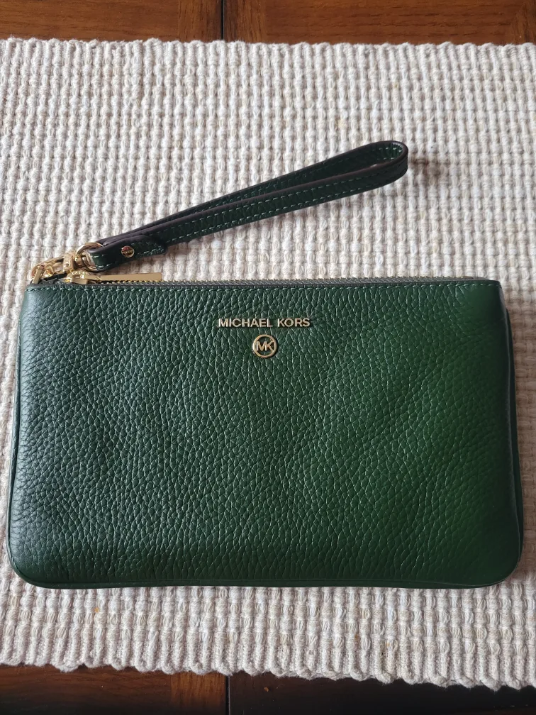 Michael Kors Green Leather Wristlet thumbnail