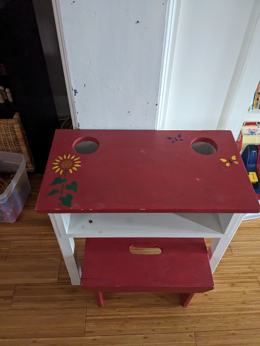 Child's Painted Desk and Stool Set