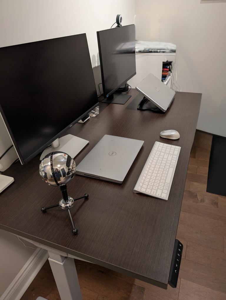Walnut Top Electric Standing Desk - Height Adjustable