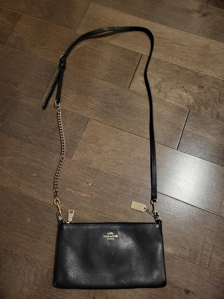 Coach Black Leather Crossbody Wallet thumbnail