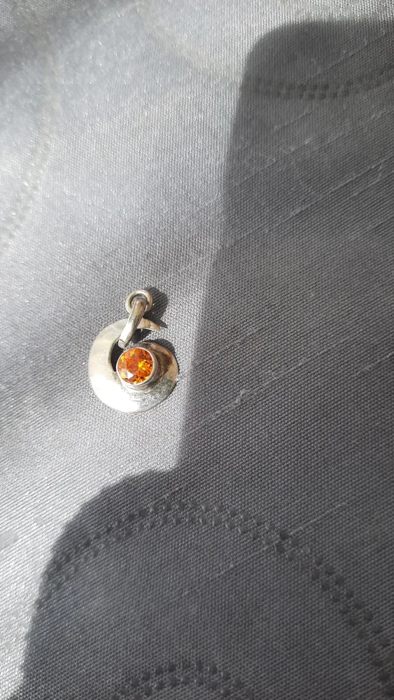 Sterling Silver & Citrine Pendant Charm thumbnail