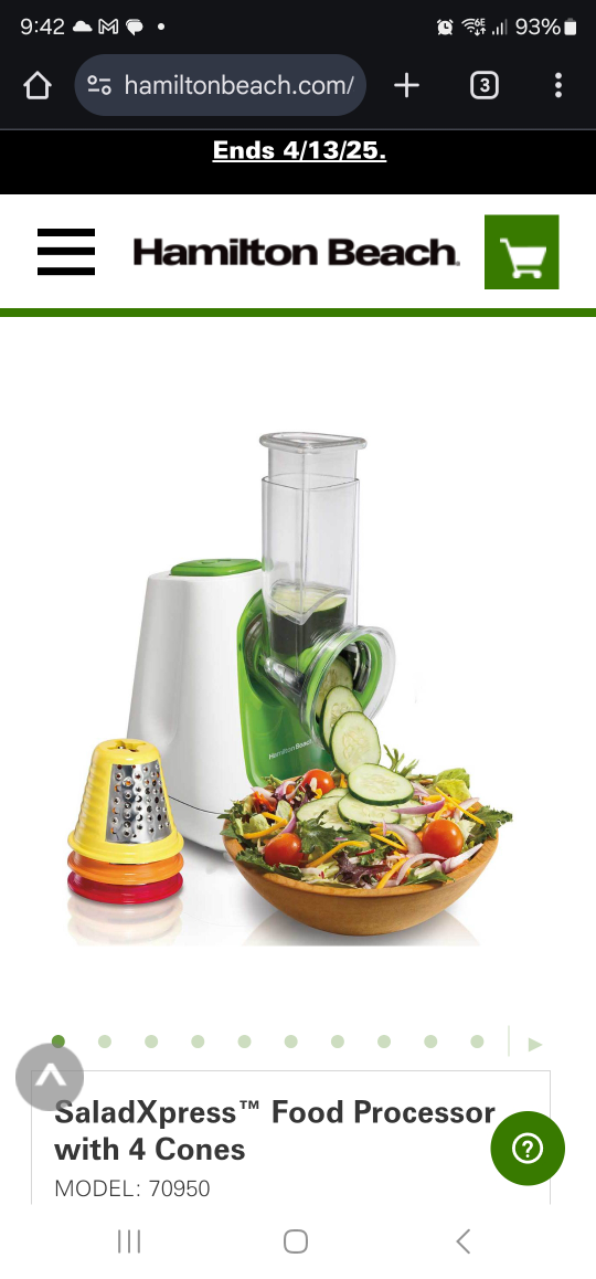 Hamilton Beach SaladXpress Food Processor with 4 Cones - photo 2