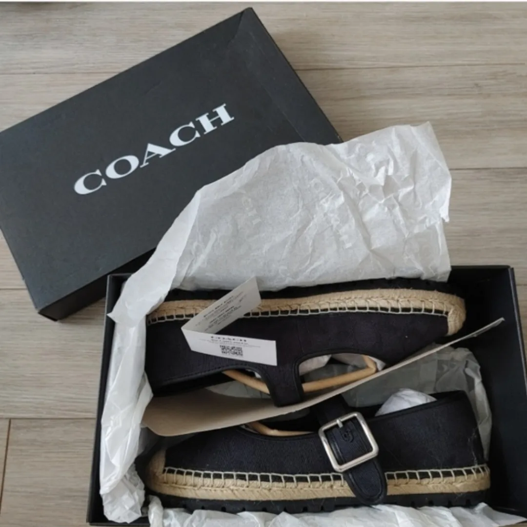 Coach Women's Black Canvas Espadrille Shoes image indicator(9)