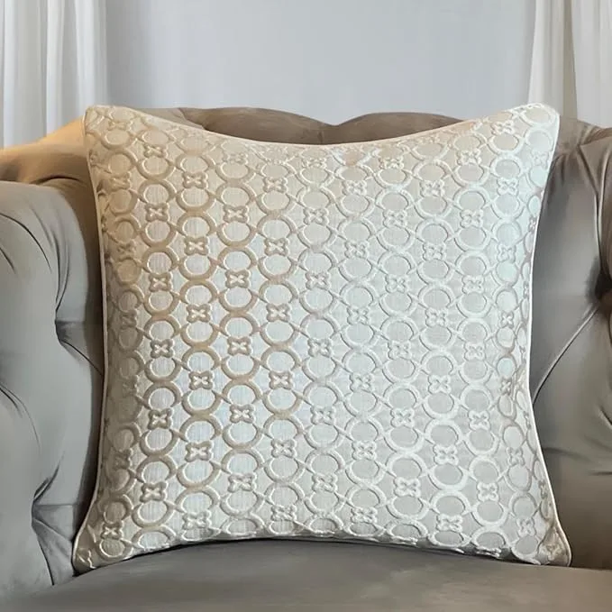 Elegant Beige Velvet Cushion Cover with Intricate Pattern 💚 image indicator(3)