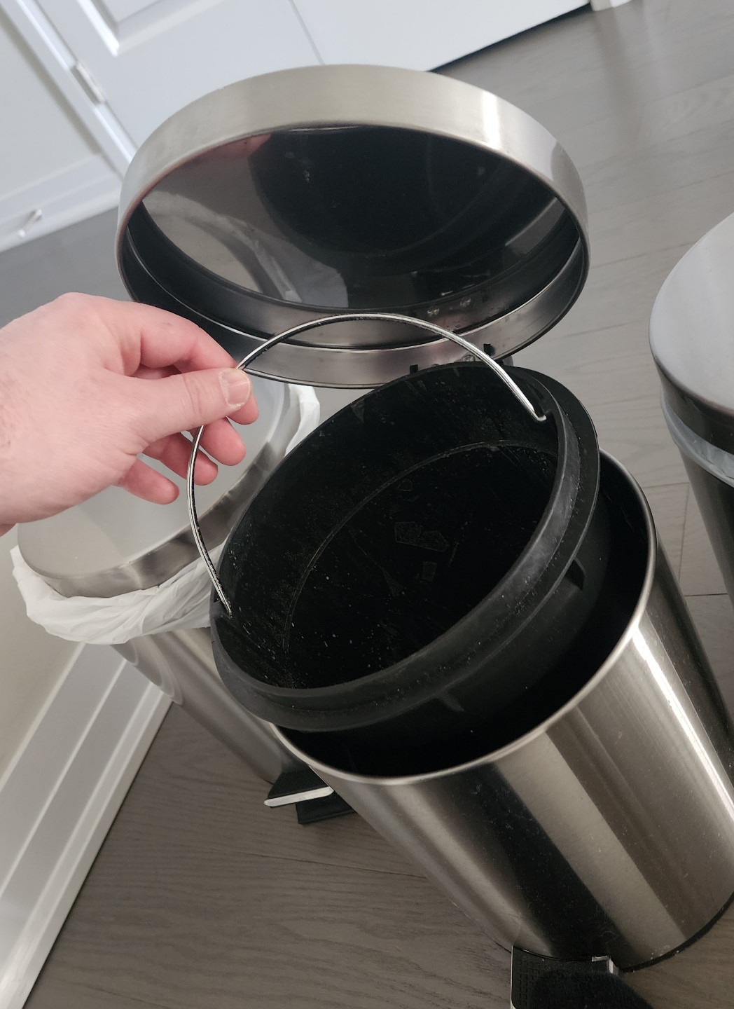 Set of Three Stainless Steel Step Trash Cans - photo 2