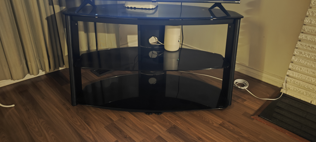 Black Glass TV Stand with 2 Shelves - photo 3
