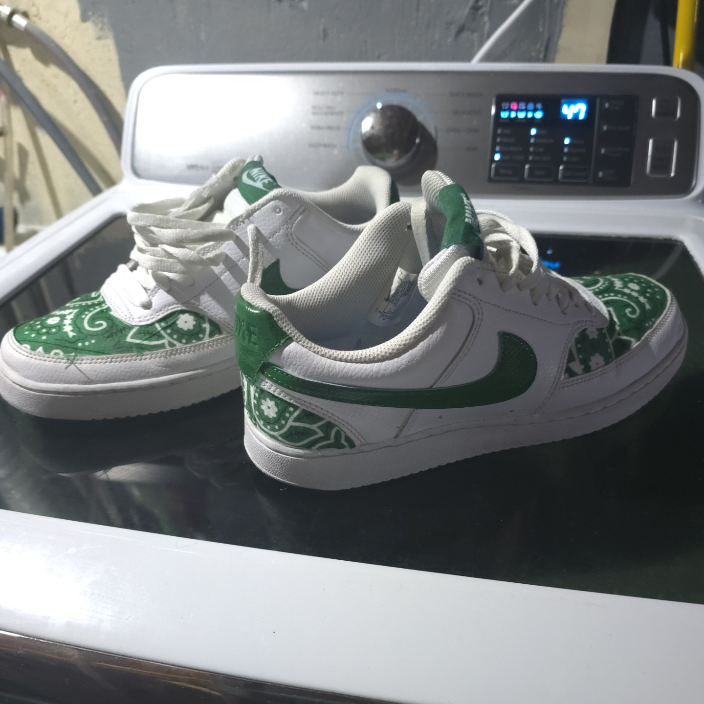 Custom Nike Court Vision Low Sneakers - Green Bandana - photo 2