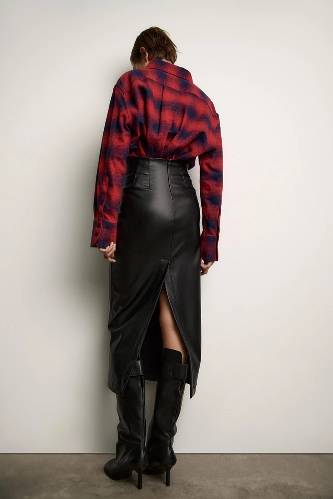 Zara Black Faux Leather Midi Skirt - photo 4