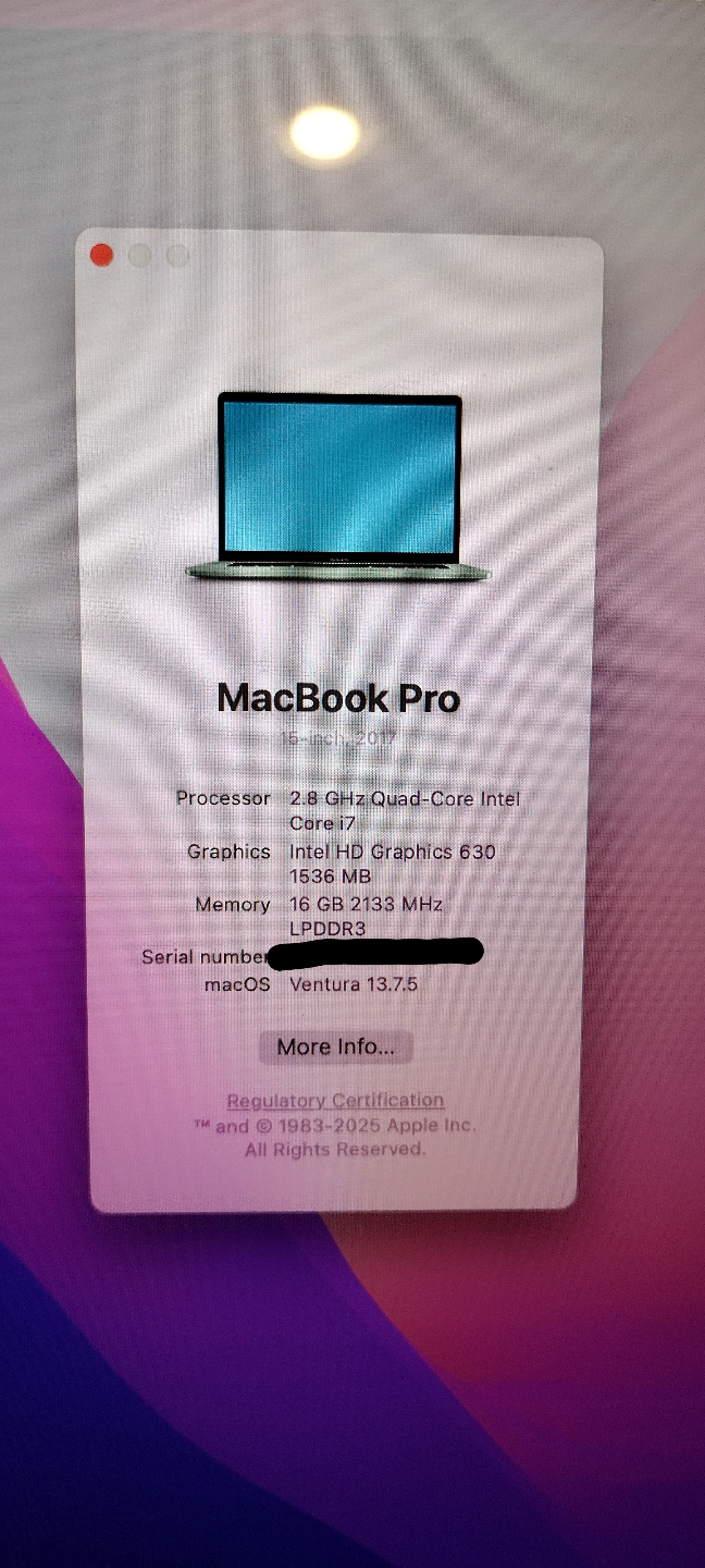 MacBook Pro 15-inch 2017 - macOS Ventura - photo 3