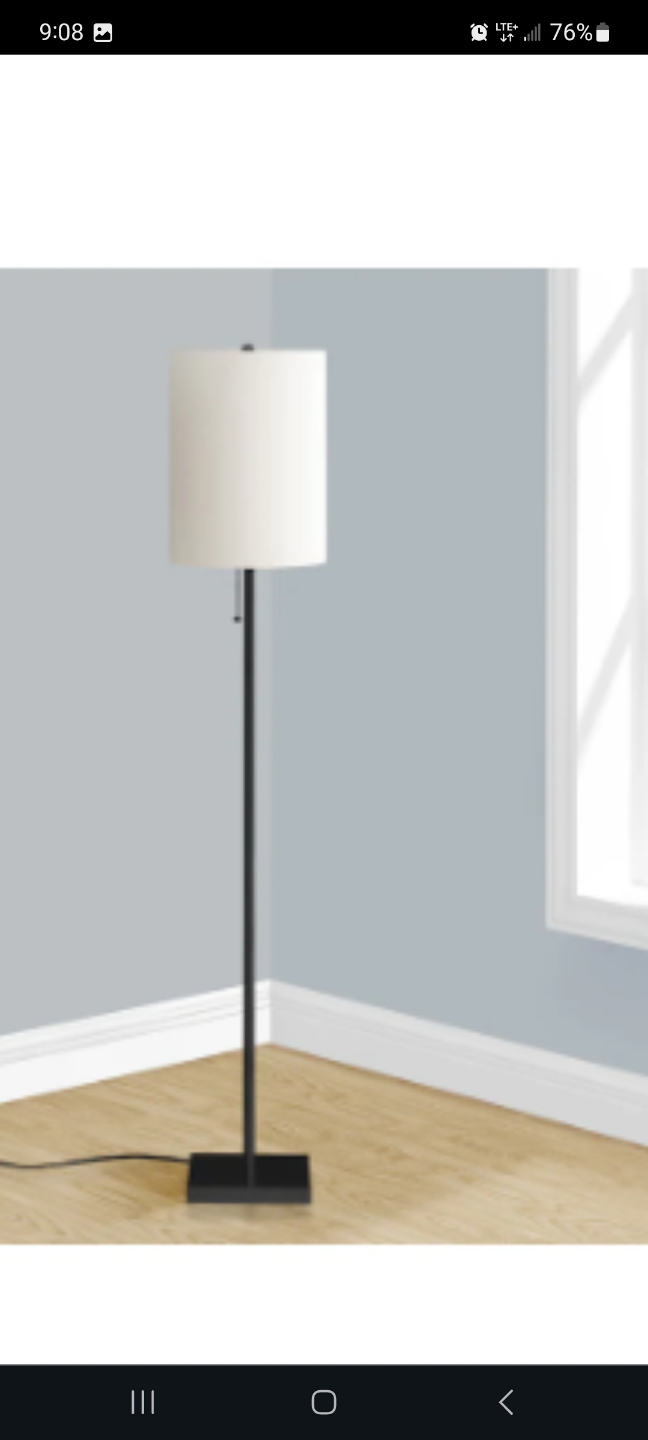 Modern Black Floor Lamp with Fabric Shade