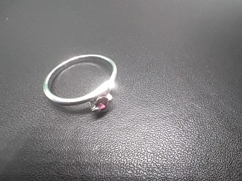 Dainty Silver Ring with Purple Gemstone and diamond image indicator(2)