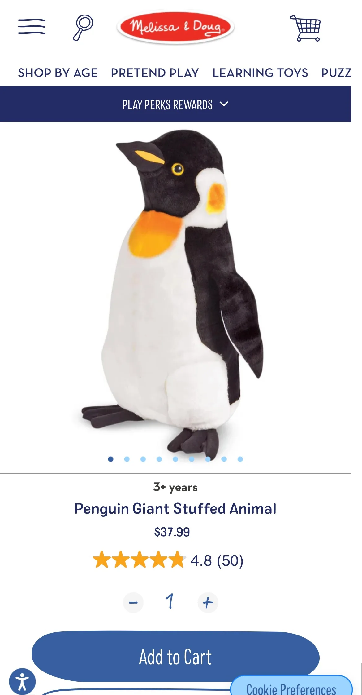 Big penguin stuffed animal Melissa and Doug image indicator(4)