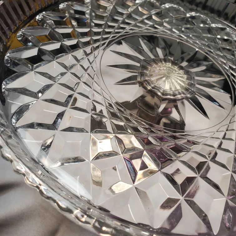 Vintage 60s Teleflora Crystal & Sliver Plated Cake Stand image indicator(7)