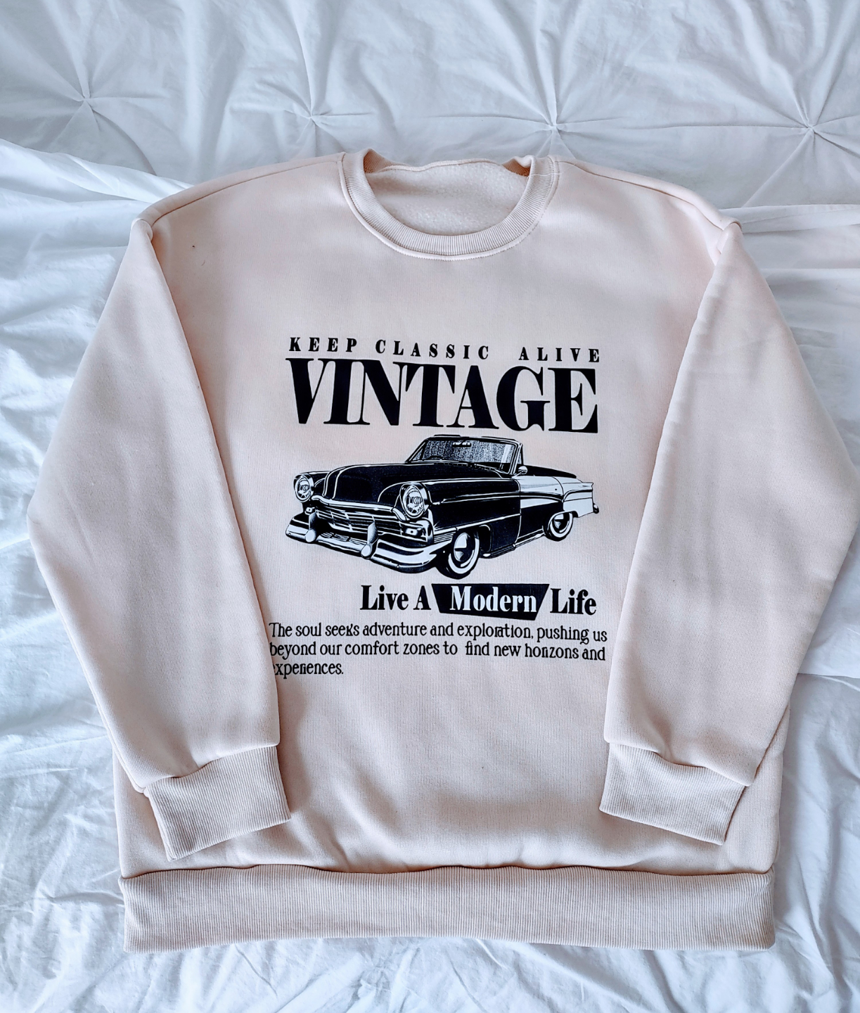 Cream Vintage Graphic Crewneck Sweatshirt