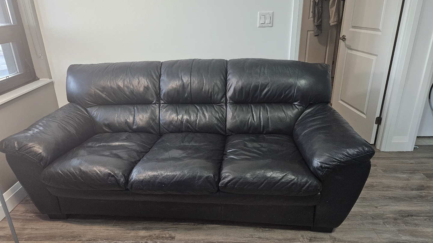 Black Leather Sofa - photo 3