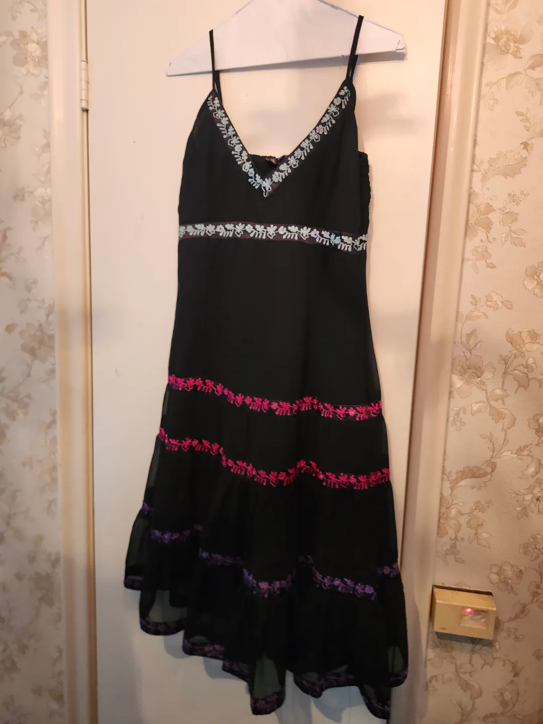 Black embroidered dress thumbnail
