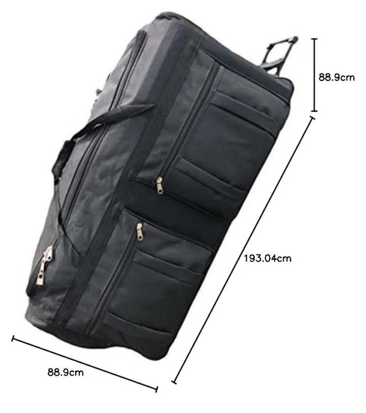 Large Black Rolling Duffel Bag
