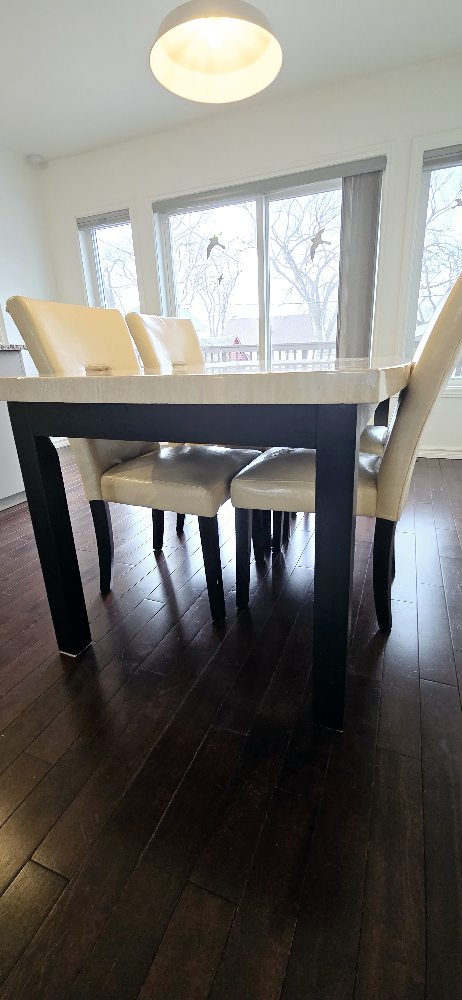5-Piece Dining Set - Marble Top Table & Faux Leather Chairs - photo 3