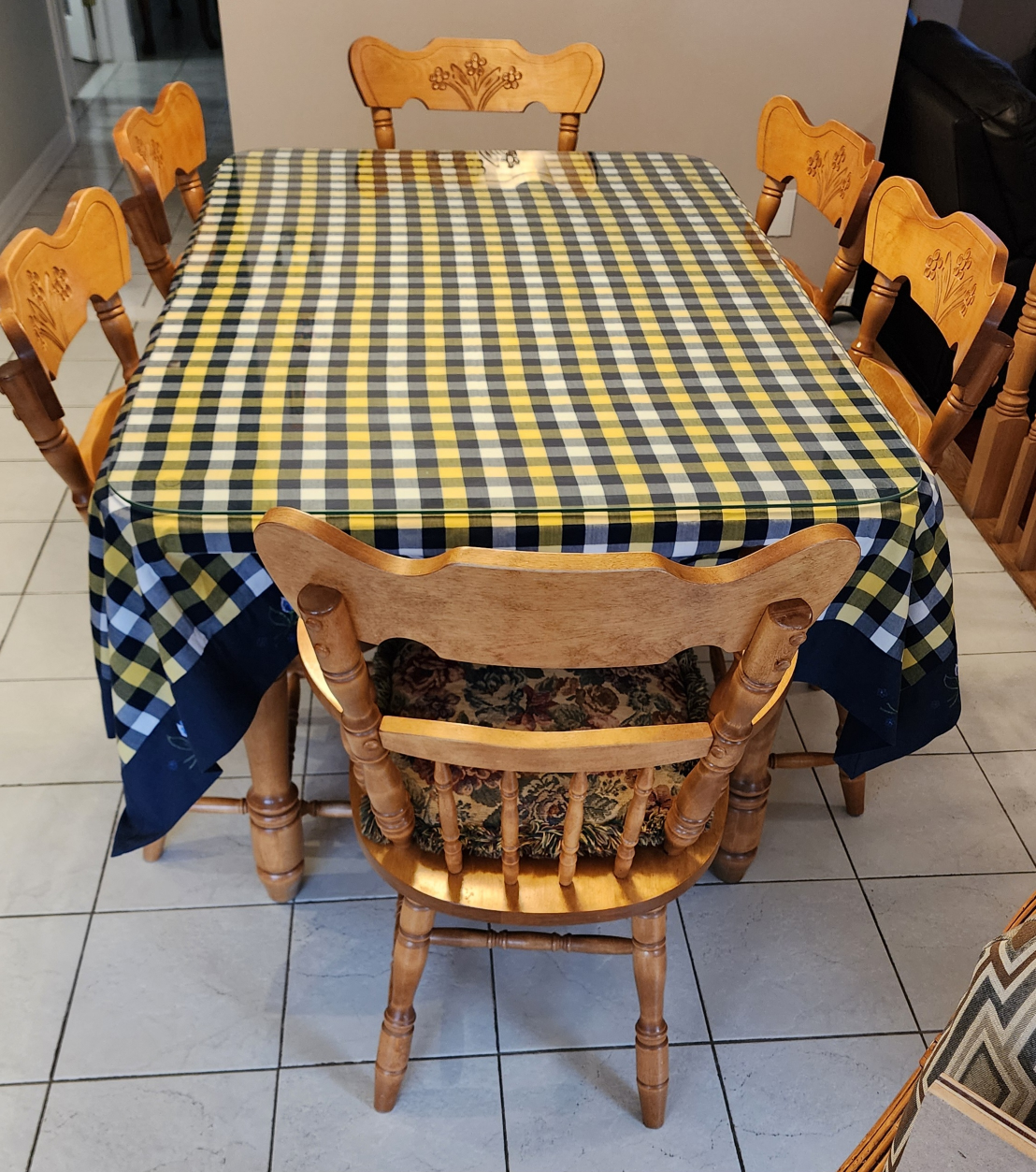 Solid Wood Dining Table Set - 6 Chairs