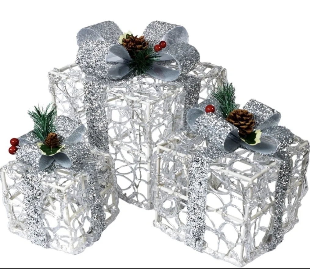 Set of 3 LED Lighted Christmas Present Boxes thumbnail