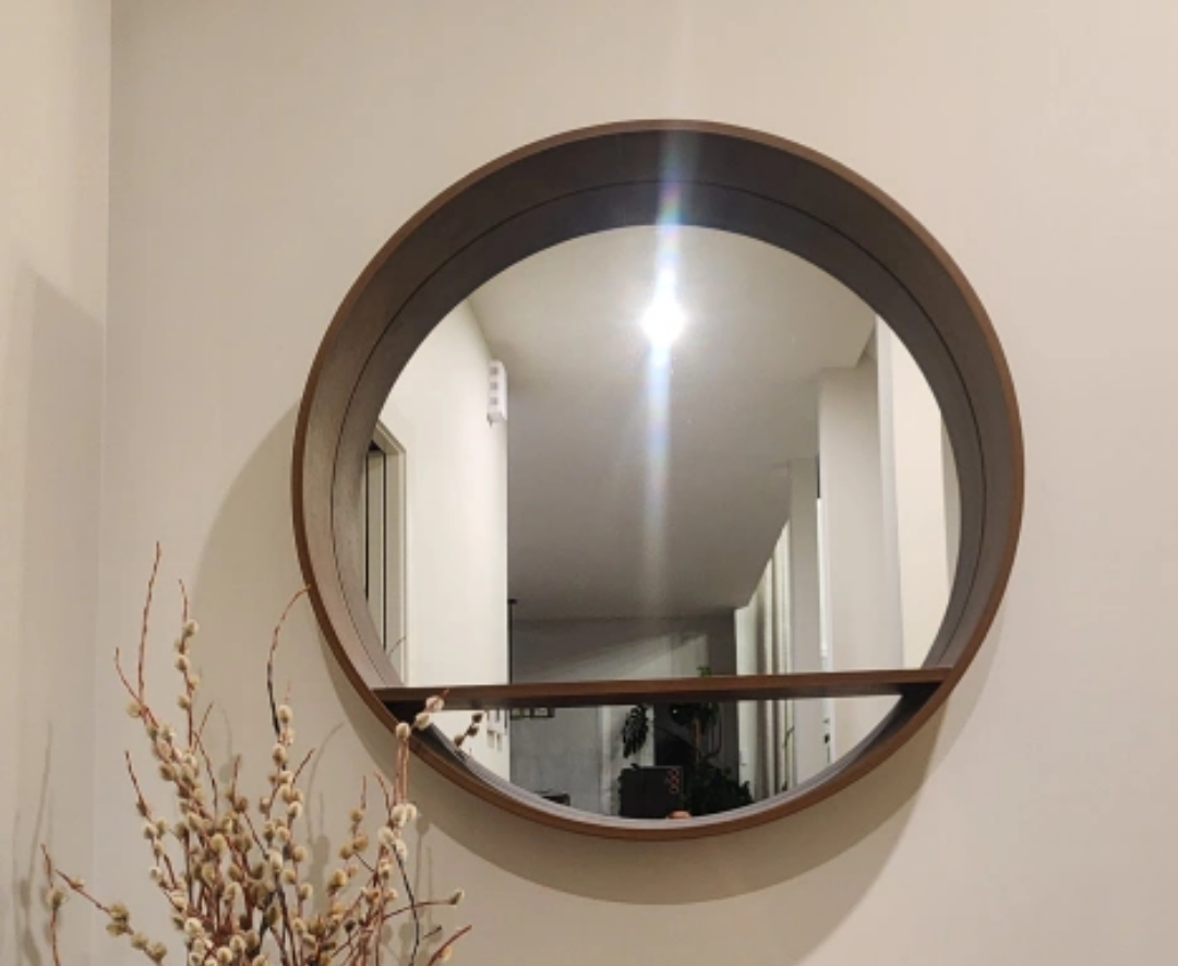 Round Wall Mirror with Shelf - photo 2