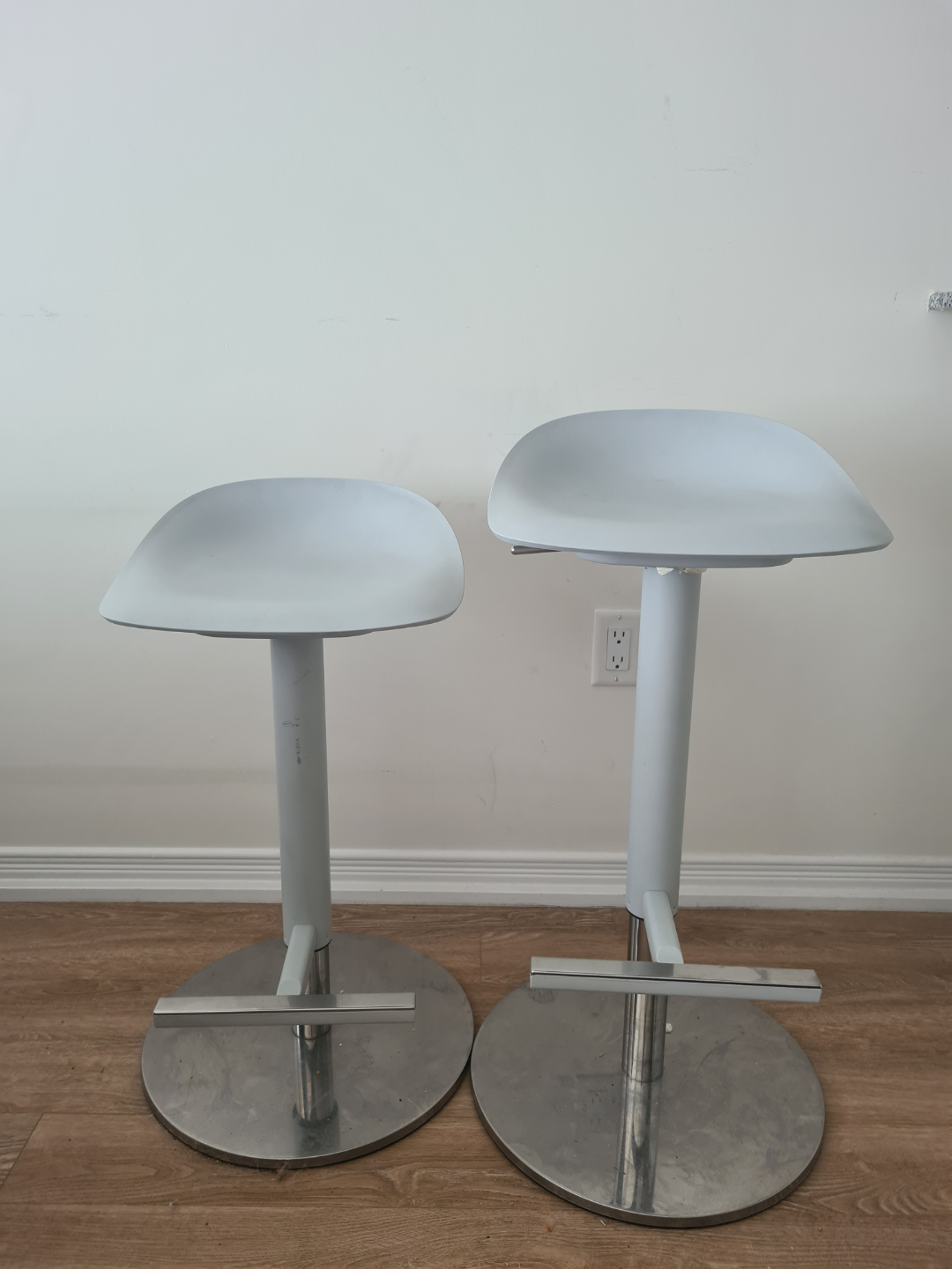 Pair of Light Blue Swivel Bar Stools
