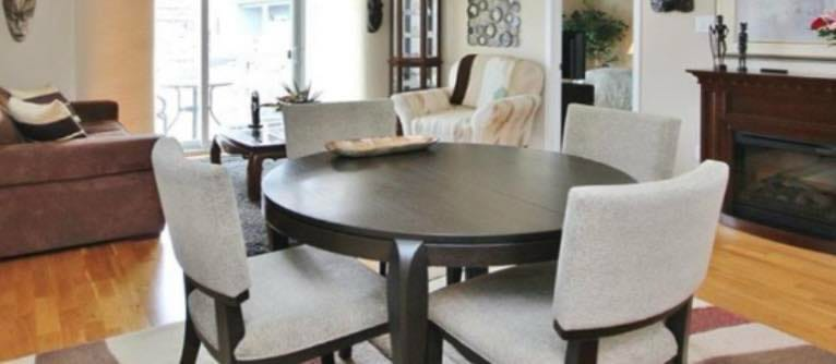 Round Dark Brown Dining Table with Four Chairs - photo 2