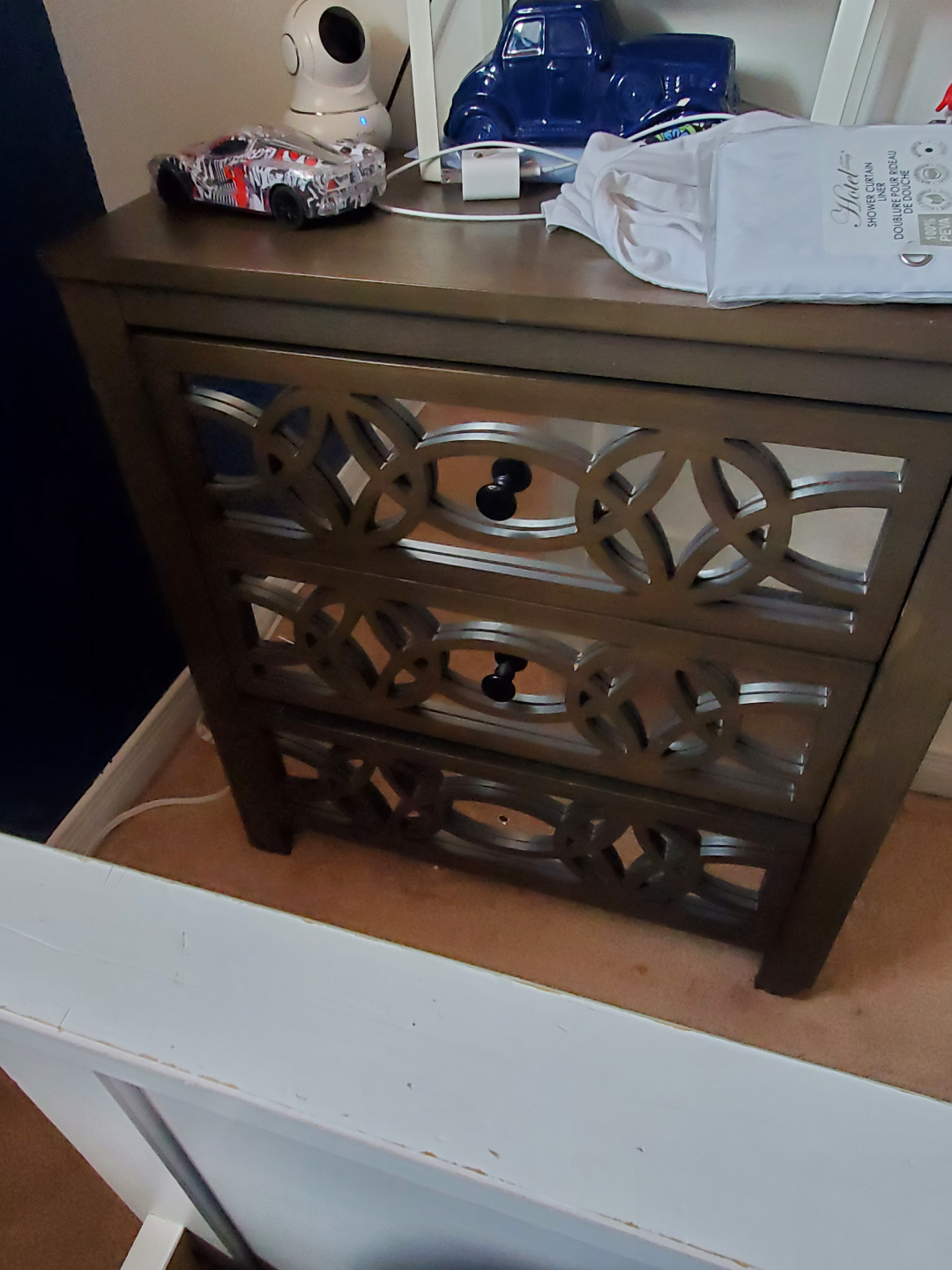 Three-Drawer Mirrored Accent Chest