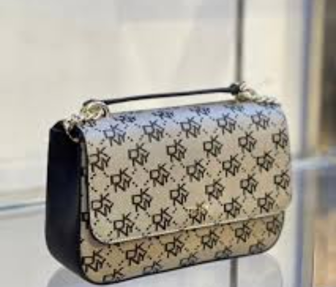 DKNY Beige and Black Monogram Shoulder Bag - photo 4