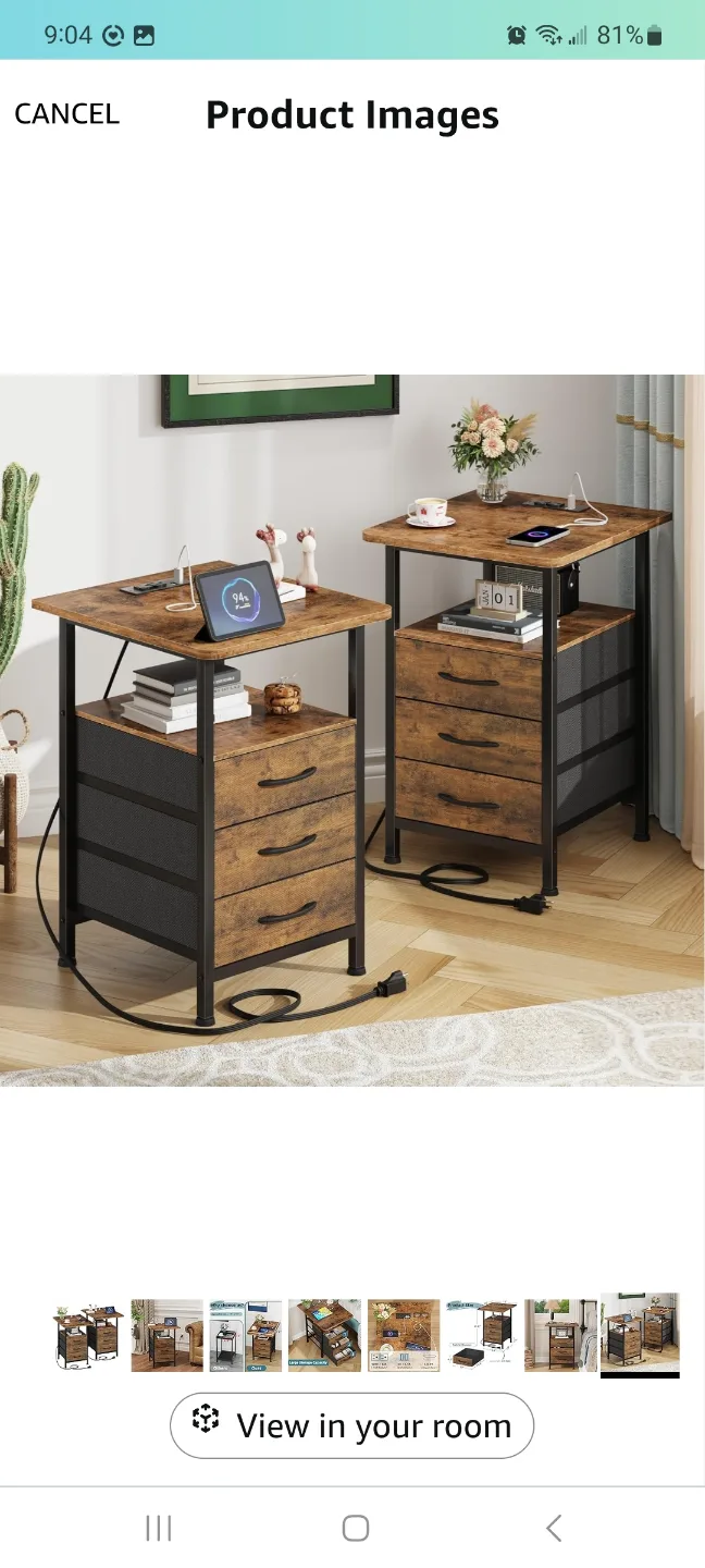 GYIIYUO Nightstand 2 pack with USB and Outlets brand new image indicator(6)