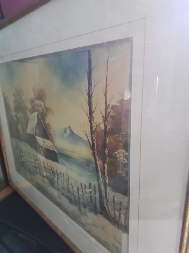 Framed Winter Landscape OOC Painting image indicator(3)