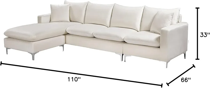 Cream Velvet L-Shaped Sectional Sofa image indicator(5)