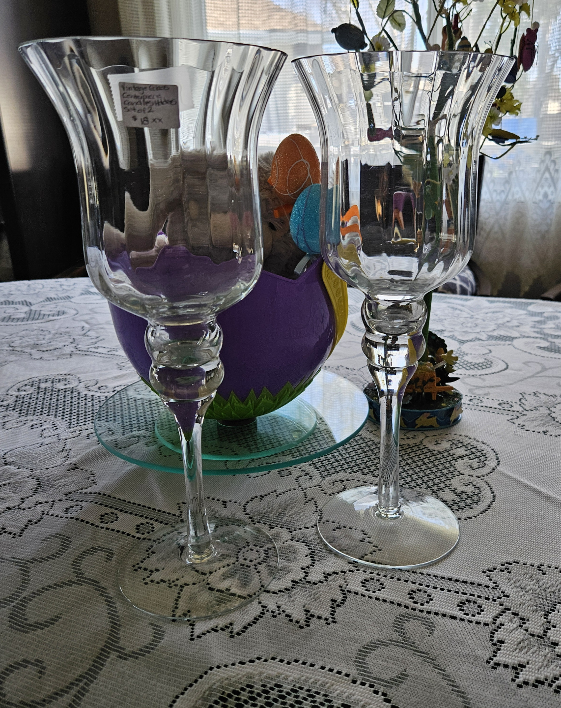 Pair of Elegant Glass Candle Holders - photo 4