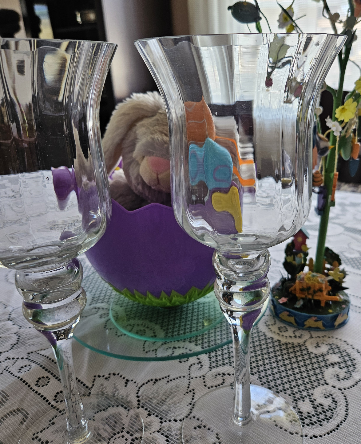 Pair of Elegant Glass Candle Holders - photo 5