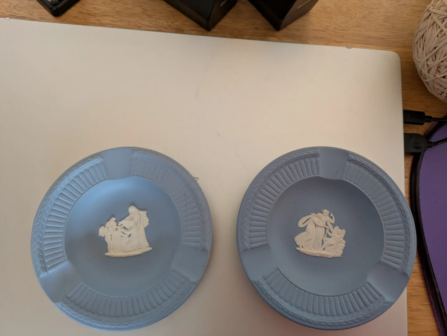 Pair of Wedgwood Blue Jasperware Ashtrays thumbnail