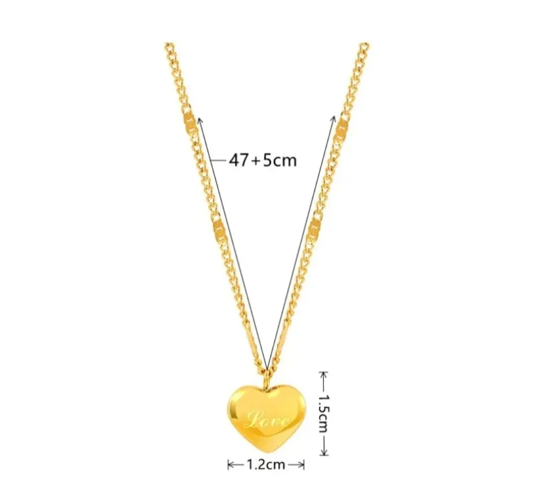 Gold Heart Necklace with 'Love' Inscription image indicator(4)