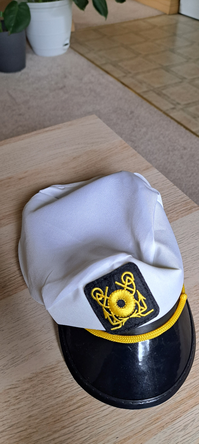 White Captain's Hat with Gold Detailing