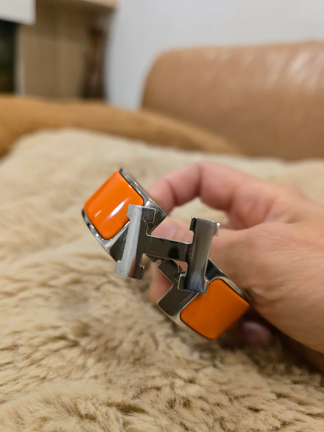 Hermès Clic H Bracelet - Orange thumbnail