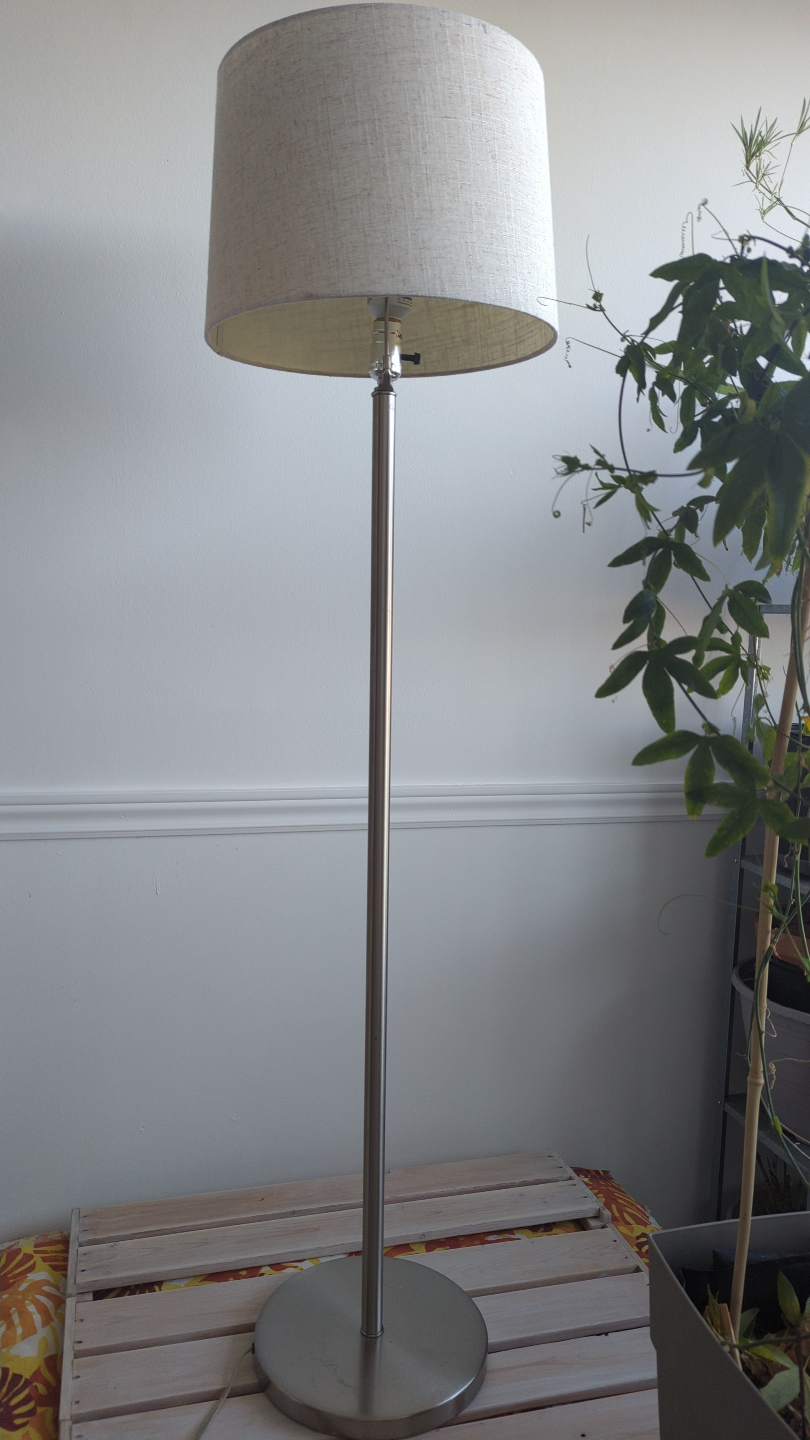Modern Brushed Nickel Floor Lamp with Beige Linen Shade - photo 2