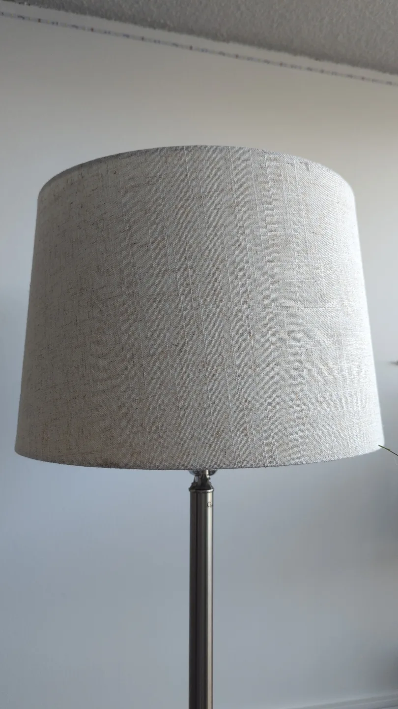 Modern Brushed Nickel Floor Lamp with Beige Linen Shade image indicator(4)