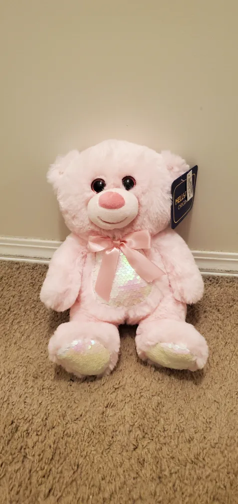 Pink Sequin Teddy Bear Plush Toy thumbnail